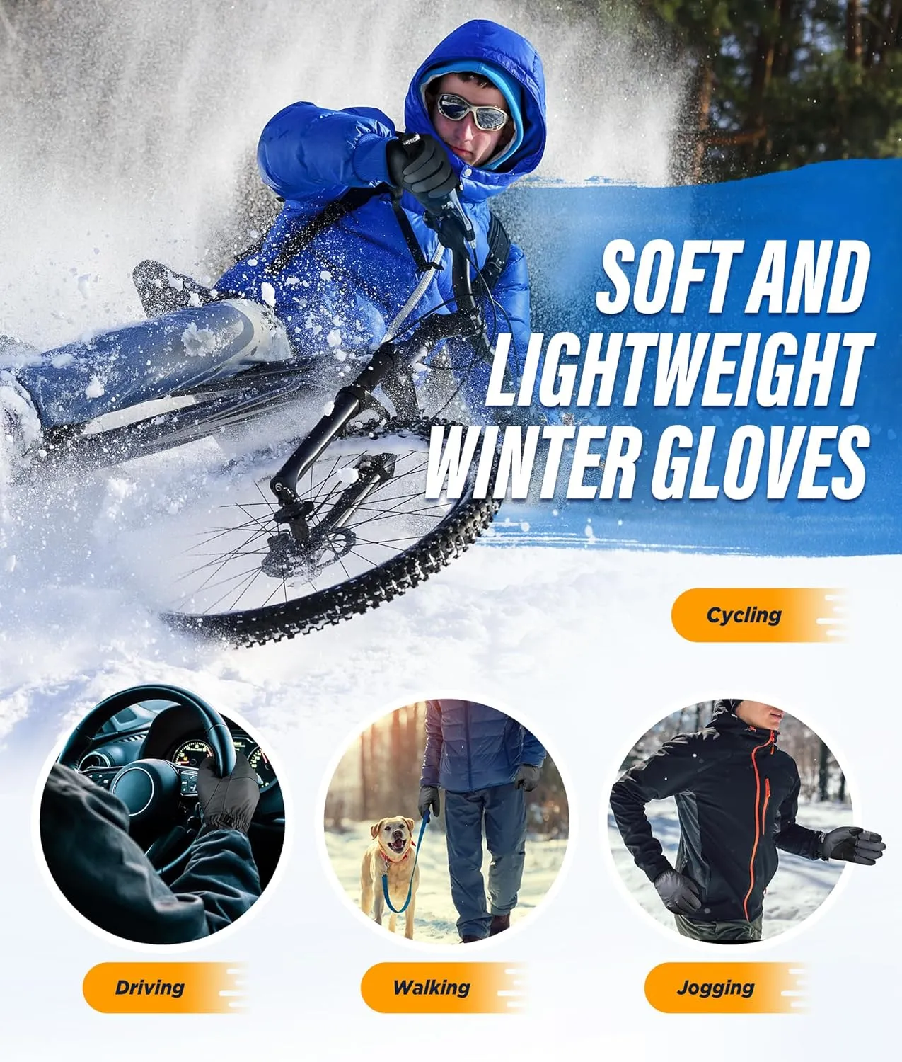 -10℉ Winter Gloves Men Women Made with 3M Insulation, Plush Lining Thermal Snow Gloves, Windproof & Water-Resisitant Gloves for Cold Weather, Touchscreen Fingers