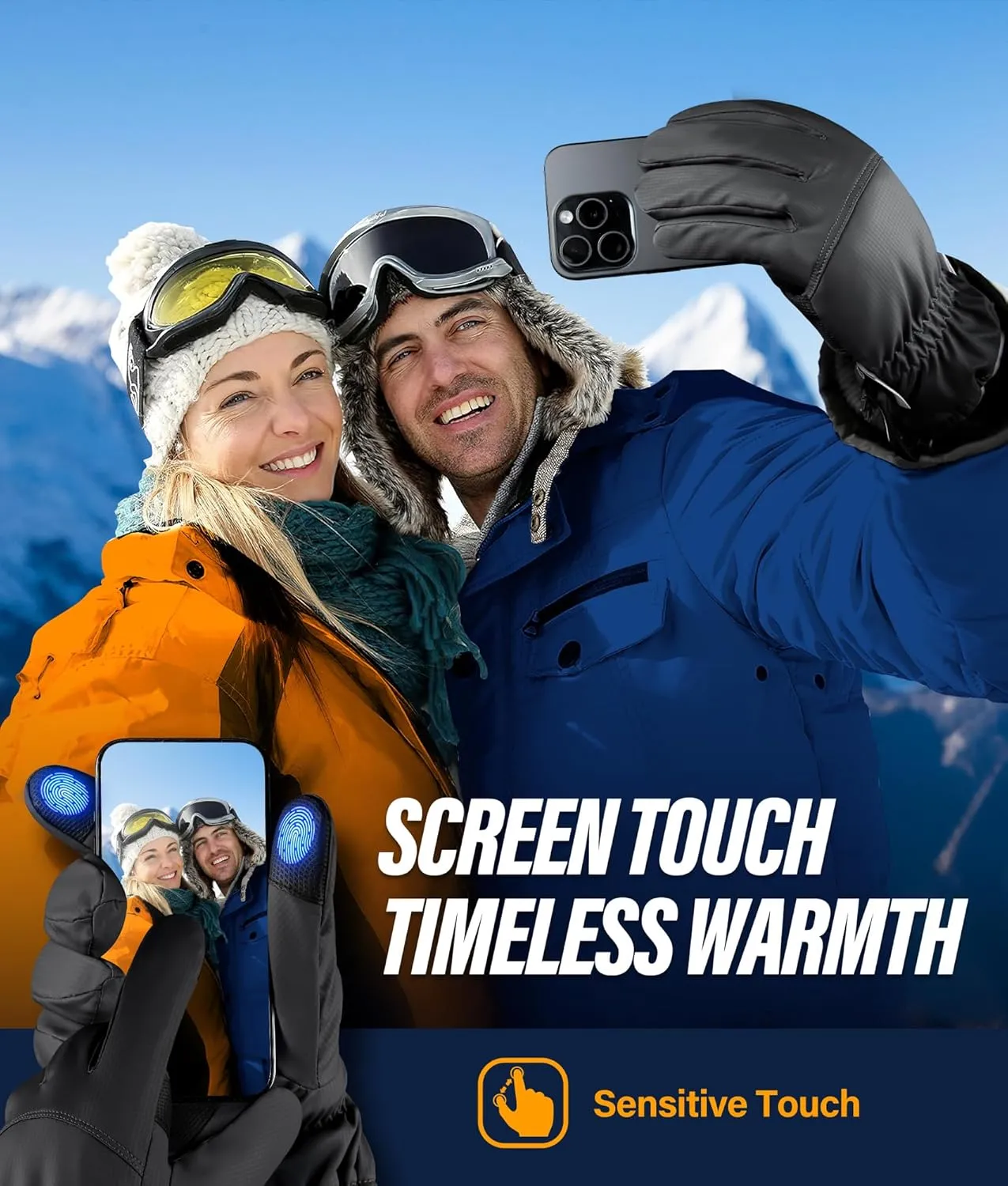 -10℉ Winter Gloves Men Women Made with 3M Insulation, Plush Lining Thermal Snow Gloves, Windproof & Water-Resisitant Gloves for Cold Weather, Touchscreen Fingers