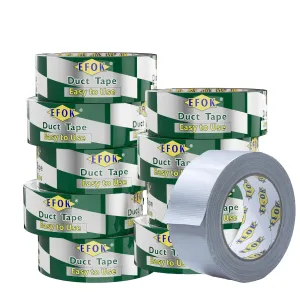 10 Packs Duct Tape Heavy Duty Waterproof, Sliver Duct Tape Bulk 1.88 Inch X 90 Ft, Strong Adhesive for Indoor Outdoor Tear by Hand