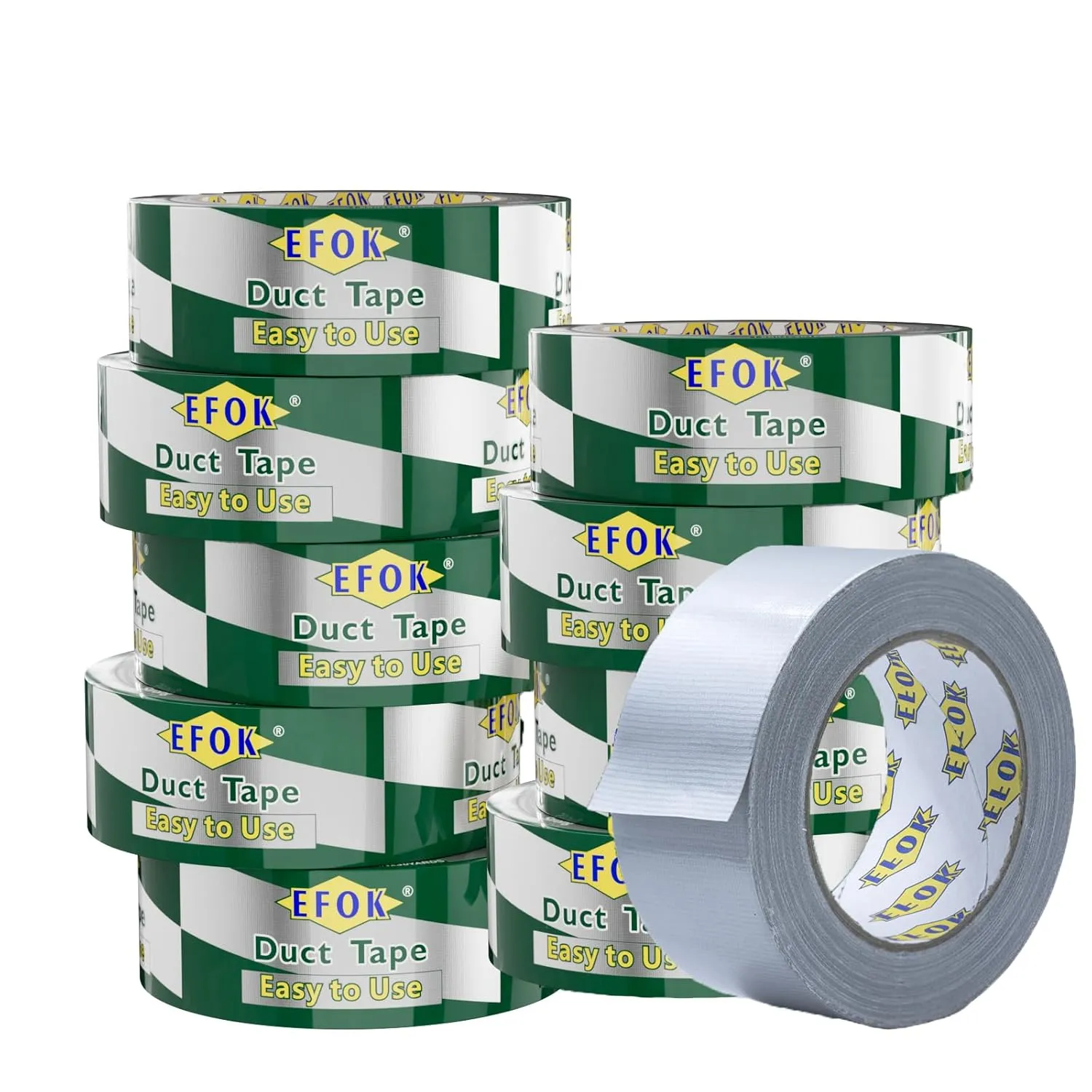 10 Packs Duct Tape Heavy Duty Waterproof, Sliver Duct Tape Bulk 1.88 Inch X 90 Ft, Strong Adhesive for Indoor Outdoor Tear by Hand