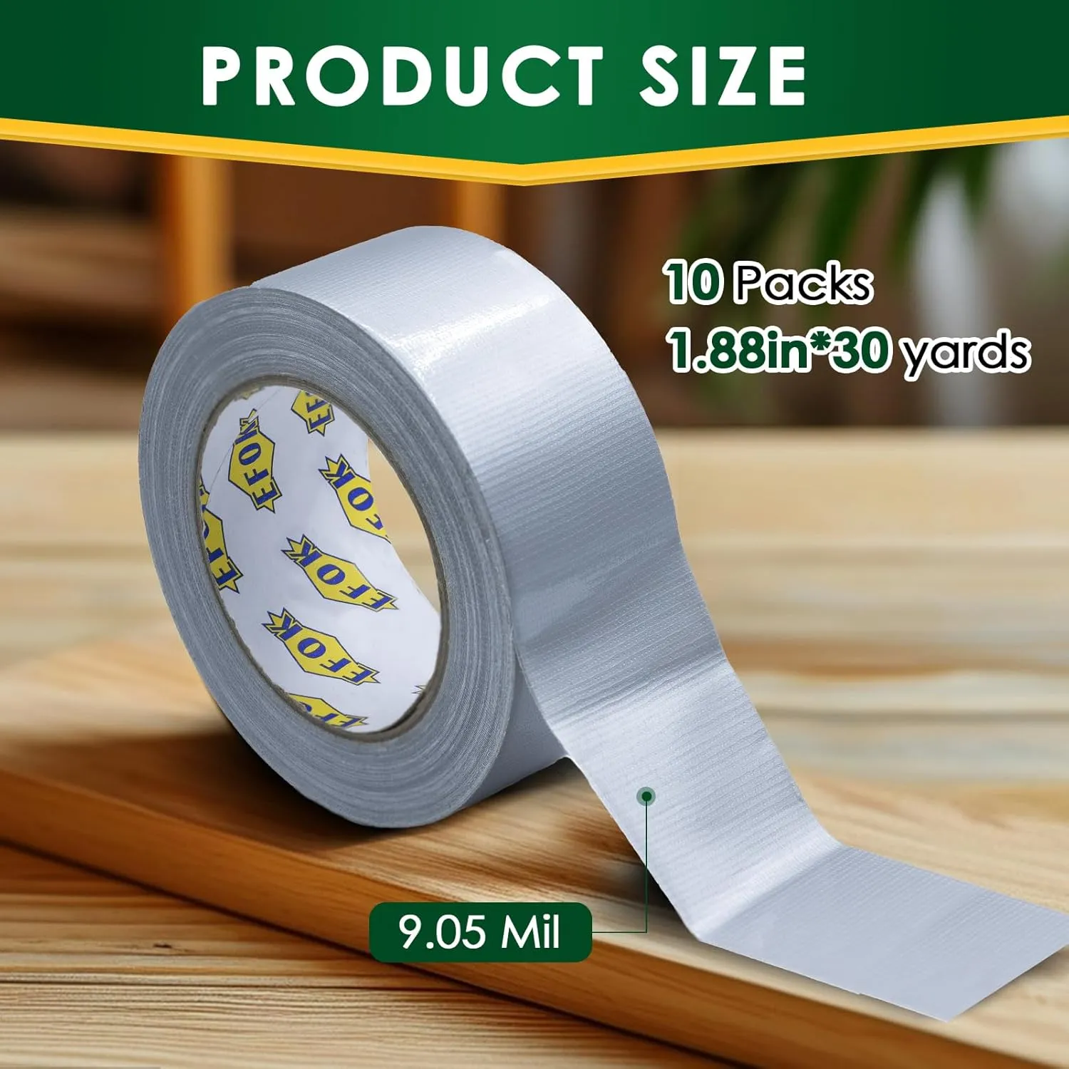 10 Packs Duct Tape Heavy Duty Waterproof, Sliver Duct Tape Bulk 1.88 Inch X 90 Ft, Strong Adhesive for Indoor Outdoor Tear by Hand