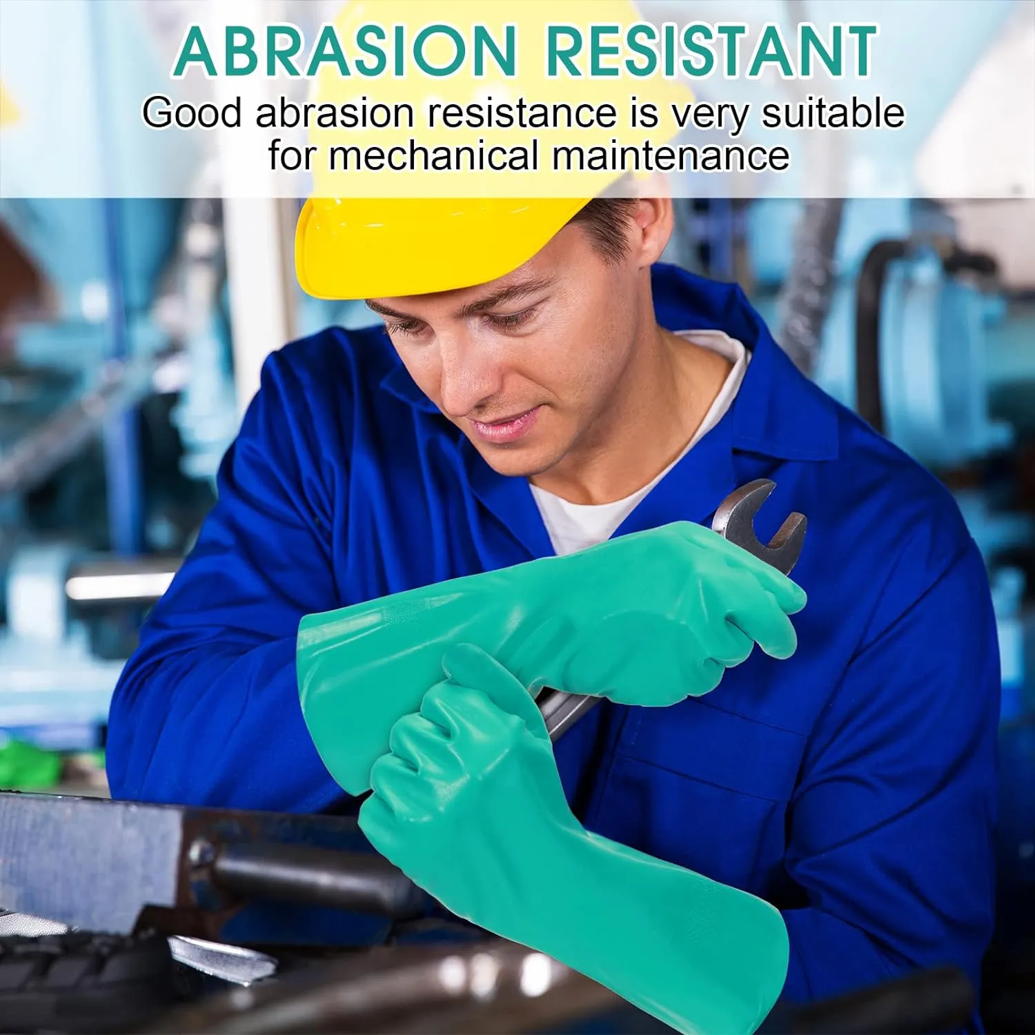 10 Pairs Chemical Resistant Gloves Heavy Duty Thick Nitrile Gloves Bulk for Cleaning, Resist Household Acid, Alkali and Oil (Small)