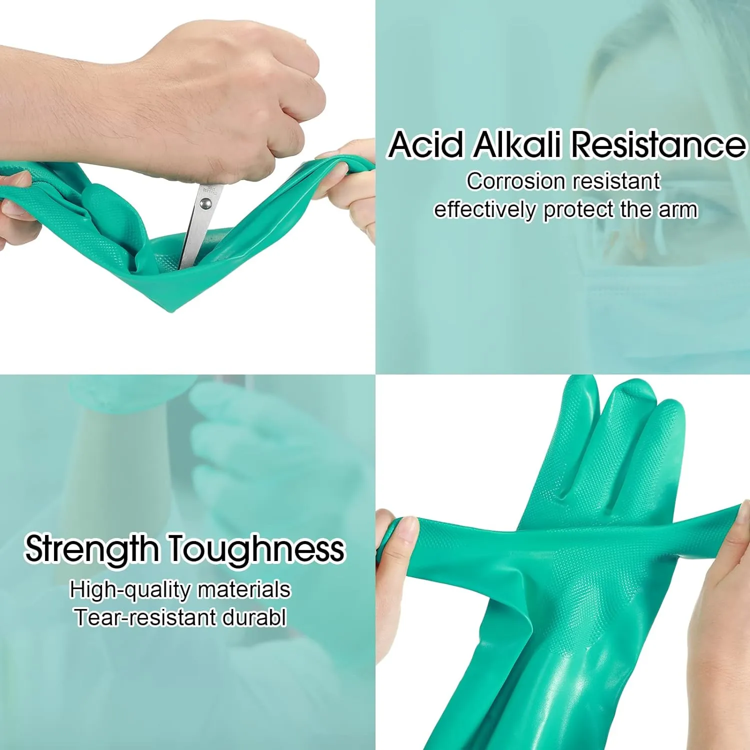 10 Pairs Chemical Resistant Gloves Heavy Duty Thick Nitrile Gloves Bulk for Cleaning, Resist Household Acid, Alkali and Oil (Small)