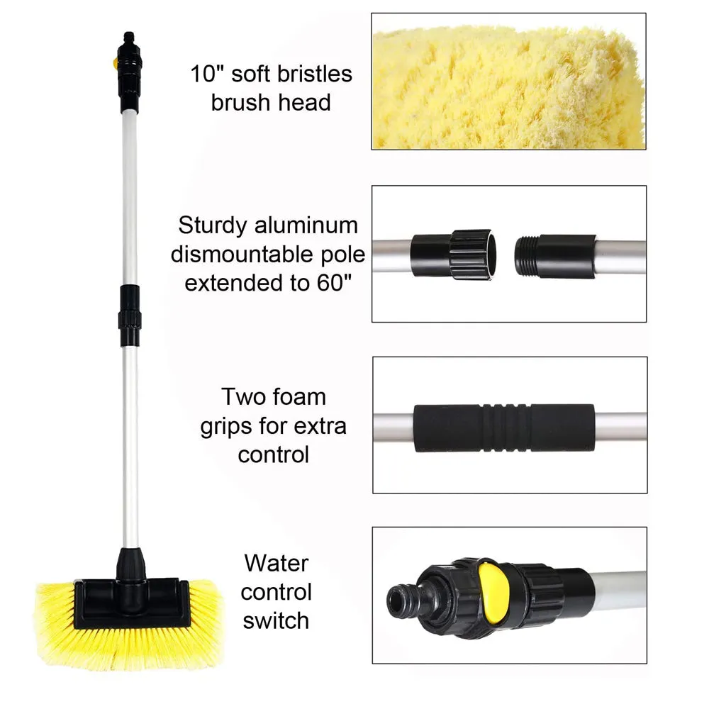 10" Flow-Thru Brush Head w. Adjustable Pole & On/Off Switch (1.3'-5 ft. Extension)