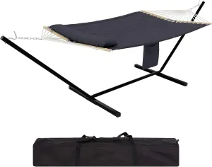 12 FT Hammock with Stand – 500LB Heavys Duty Frame, 55x79 in Extra Wide Outdoor Hammock, Portability Carrying Bag, Ultra-Soft Fabric for Patio, Beach,Camping– Gray