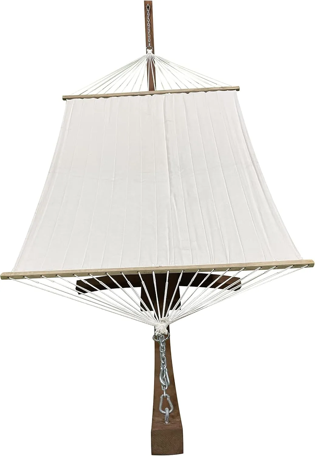 14 Ft. Water Treated Wooden Arc Hammock Stand   Premium Quilted, Double Padded Hammock Bed. 2 Person Bed.450 LB Capacity(Teak Stain/Beige)