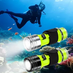 1500 Lumen Rechargeable Diving Flashlight - IPX8 Waterproof LED Scuba Light, 3 Modes for Night Diving, Underwater Exploration & Outdoor Water Sports (2 Pack)