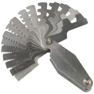 16pcs 29 Degree Acme Screw Pitch Gauge, Stainless Steel Thread Pitch Measuring Tool for Industrial Measurement, Universal Wide Application T-Thread Cutting Gage