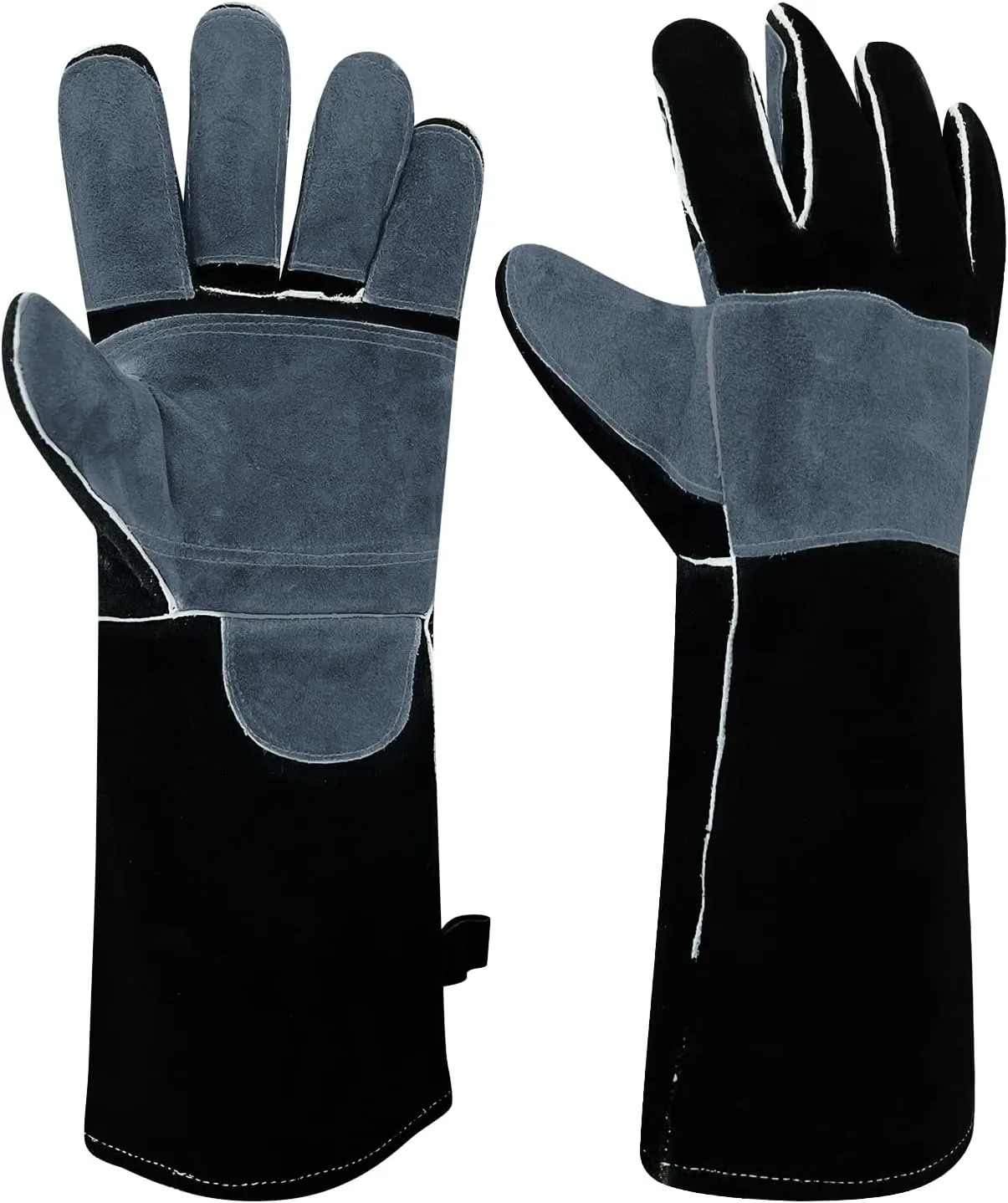 16" Leather Welding Gloves, Fire and Heat Resistant Long Sleeve Welding Gloves, For Mig, Gas, BBQ, Oven, Grill, Fireplace, Baking Mitts, Fireplace, Animal Training, Animal Handling