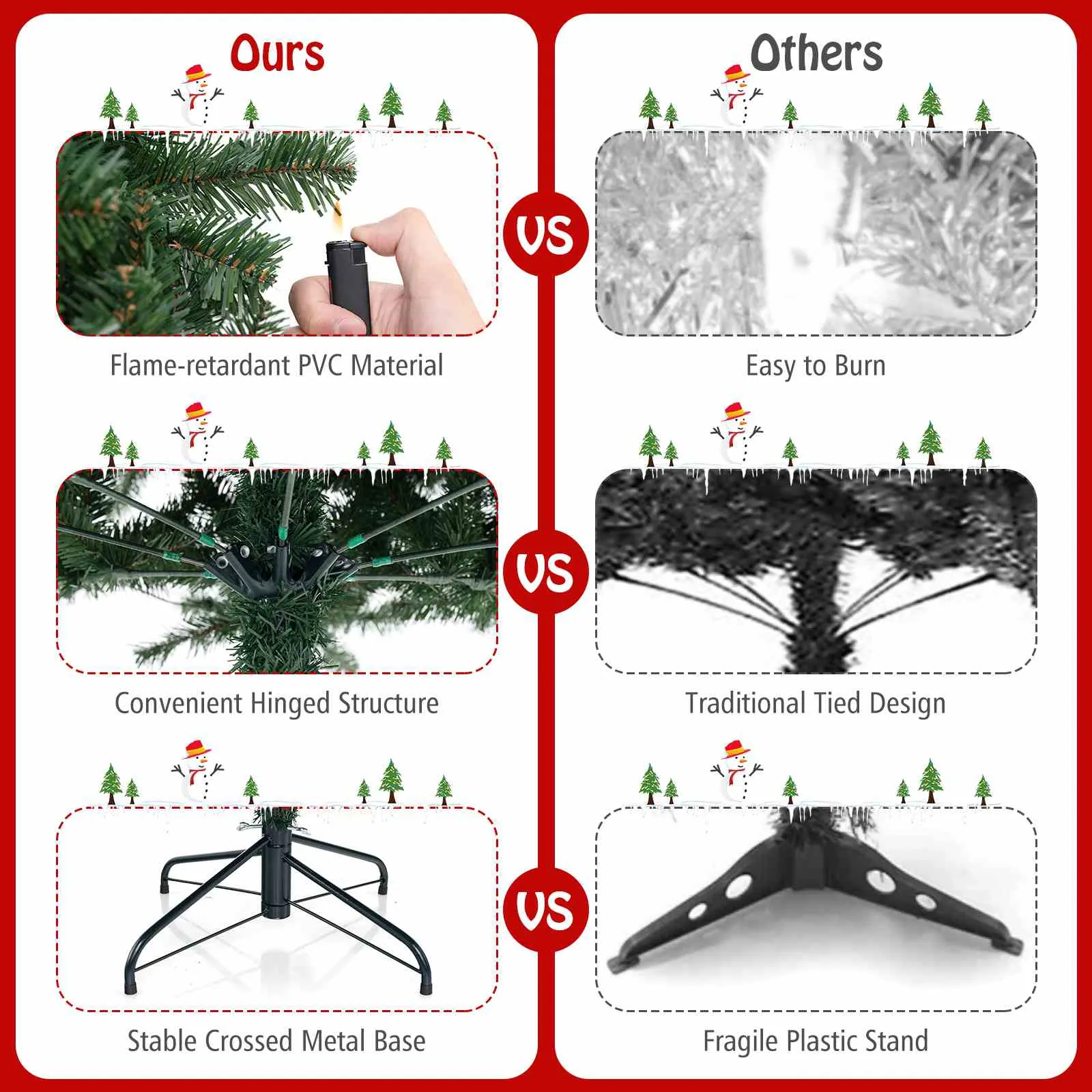 1.8/2.1/2.4M Pre-Lit Christmas Tree Artificial Xmas Decor w/8 Lighting Modes