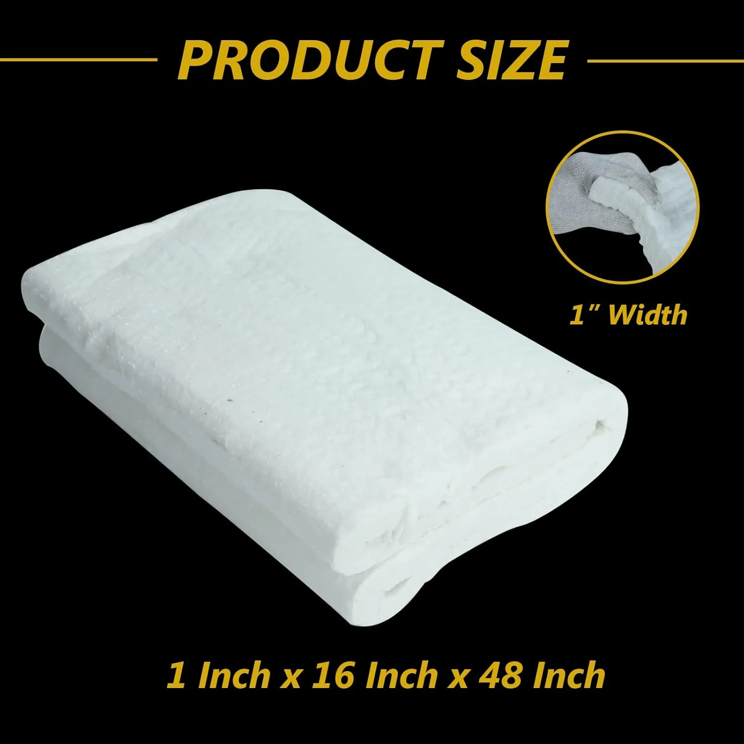 1"x16"x48",2400F Ceramic Fiber Fireproof Insulation Blanket, Applicable to Furnace, forging, kiln and Stove