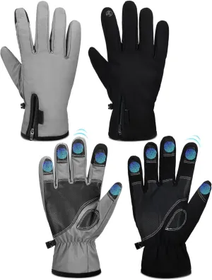 2 Pairs Windproof Waterproof Touchscreen Gloves Winter Gloves Men Cold Weather Bicycle Touch Screen Gloves