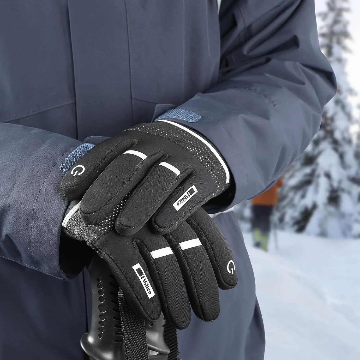 2 Pairs Winter Warm Thermal Gloves for Men Women Running with Touchscreen Fingers Waterproof in Cold Weather