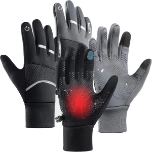 2 Pairs Winter Warm Thermal Gloves for Men Women Running with Touchscreen Fingers Waterproof in Cold Weather