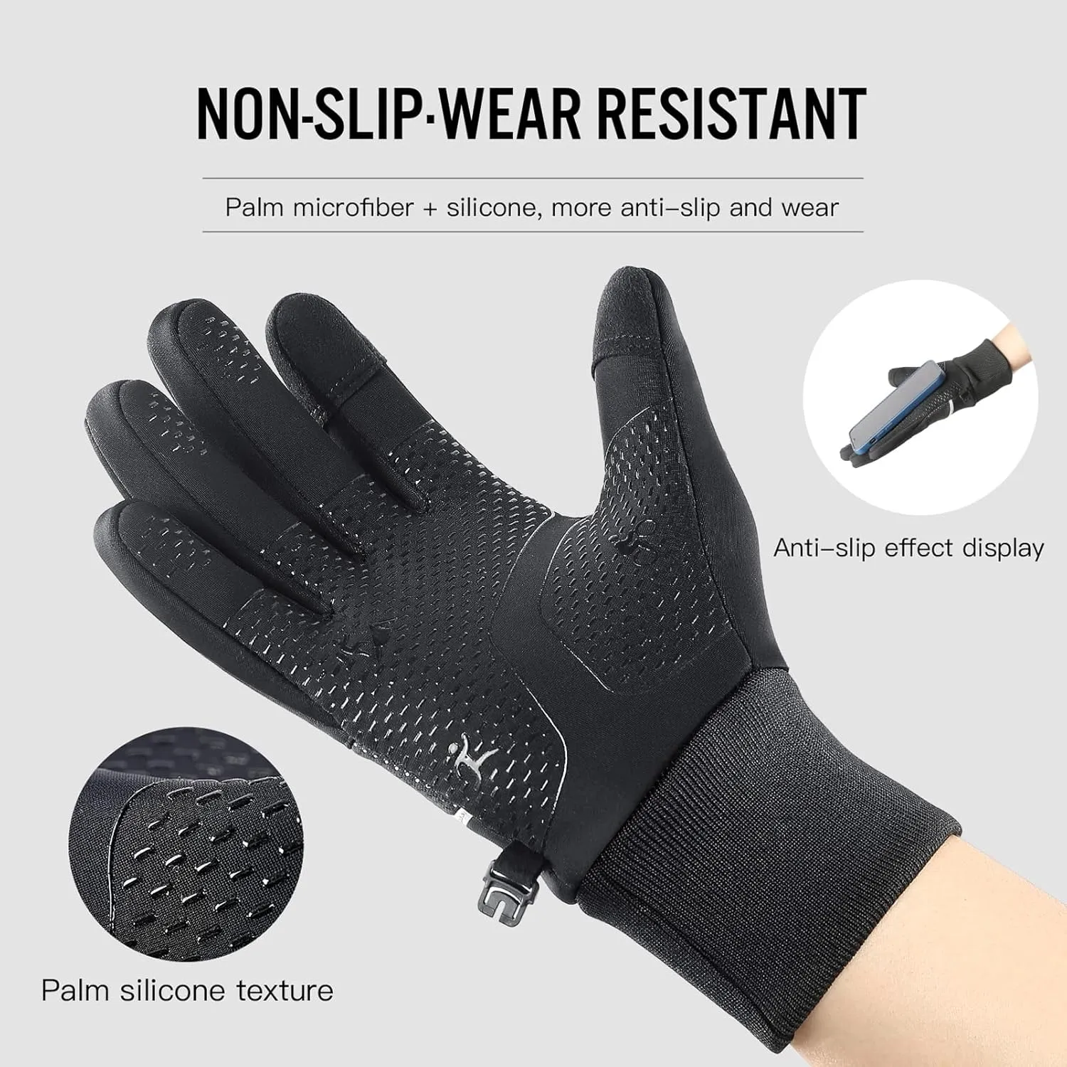 2 Pairs Winter Warm Thermal Gloves for Men Women Running with Touchscreen Fingers Waterproof in Cold Weather