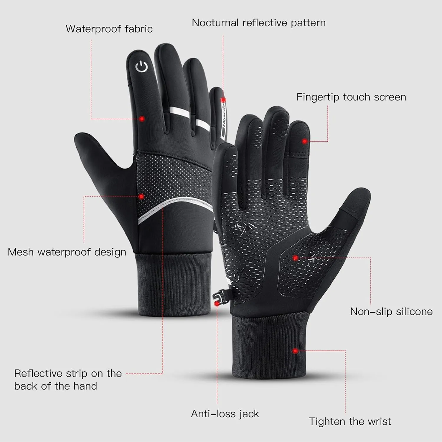 2 Pairs Winter Warm Thermal Gloves for Men Women Running with Touchscreen Fingers Waterproof in Cold Weather