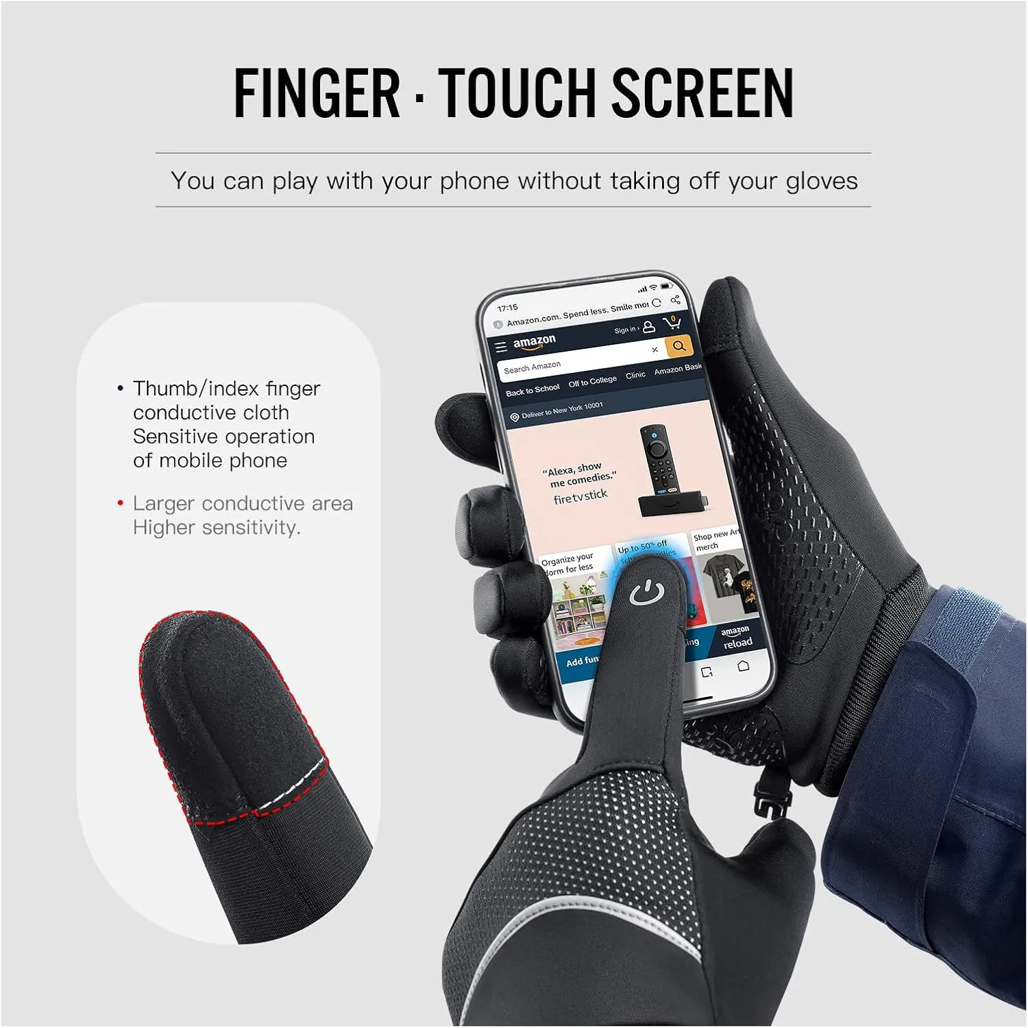 2 Pairs Winter Warm Thermal Gloves for Men Women Running with Touchscreen Fingers Waterproof in Cold Weather