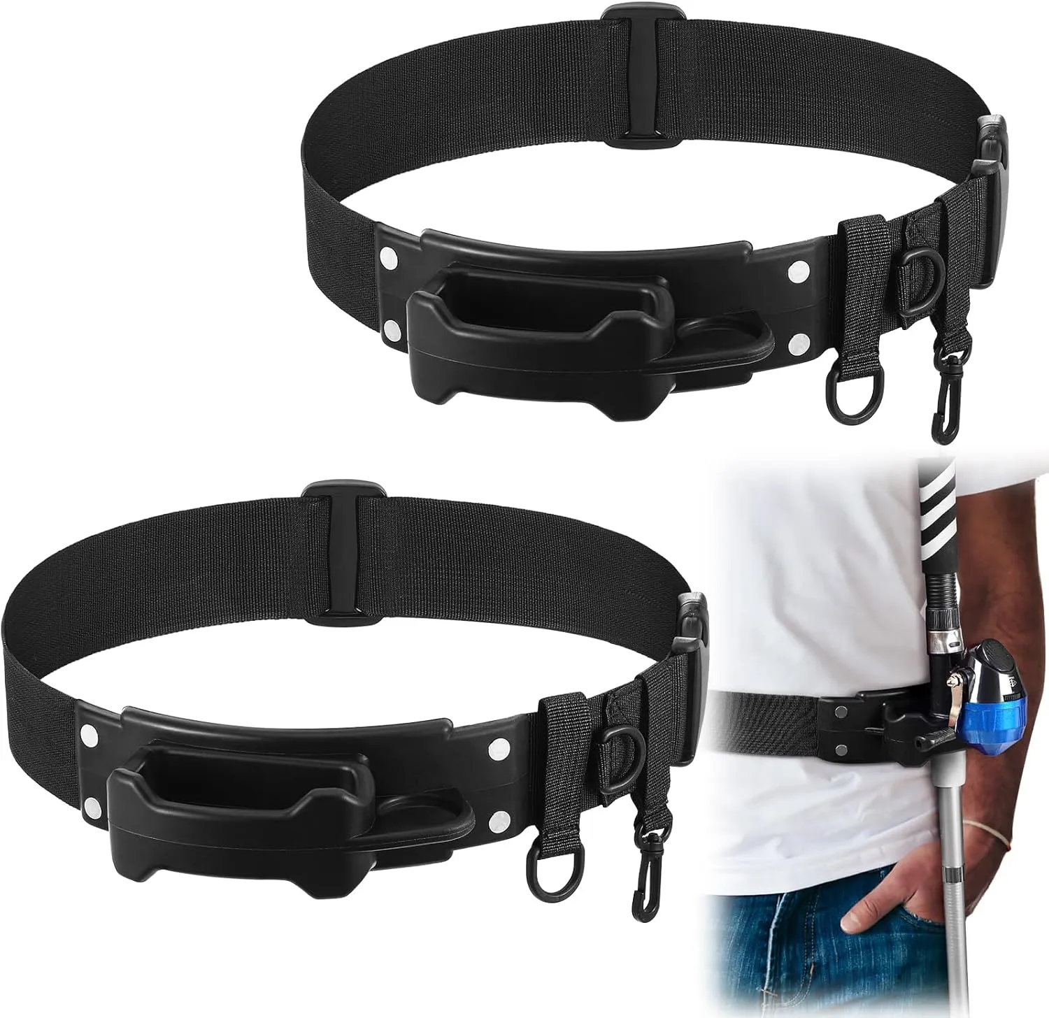 2 Pcs Belt Fishing Rod Holder Adjustable Wading Belt Fishing Waist Belt Rod Holder Fishing Pole Holster Fishing Accessories for Fly Fishing Bank
