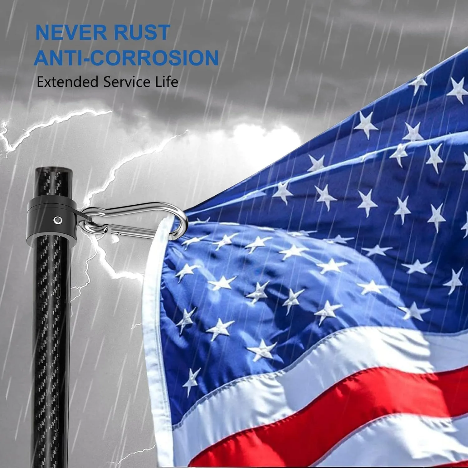 2 Set 6FT 1.25 inch Truck Flag Pole, 1 1/4 Heavy Duty Carbon Fiber Flag Pole for Truck, Vehicle Flagpole for Truck Pickups Jeeps RVs SUVs Car, Reach 80  MPH