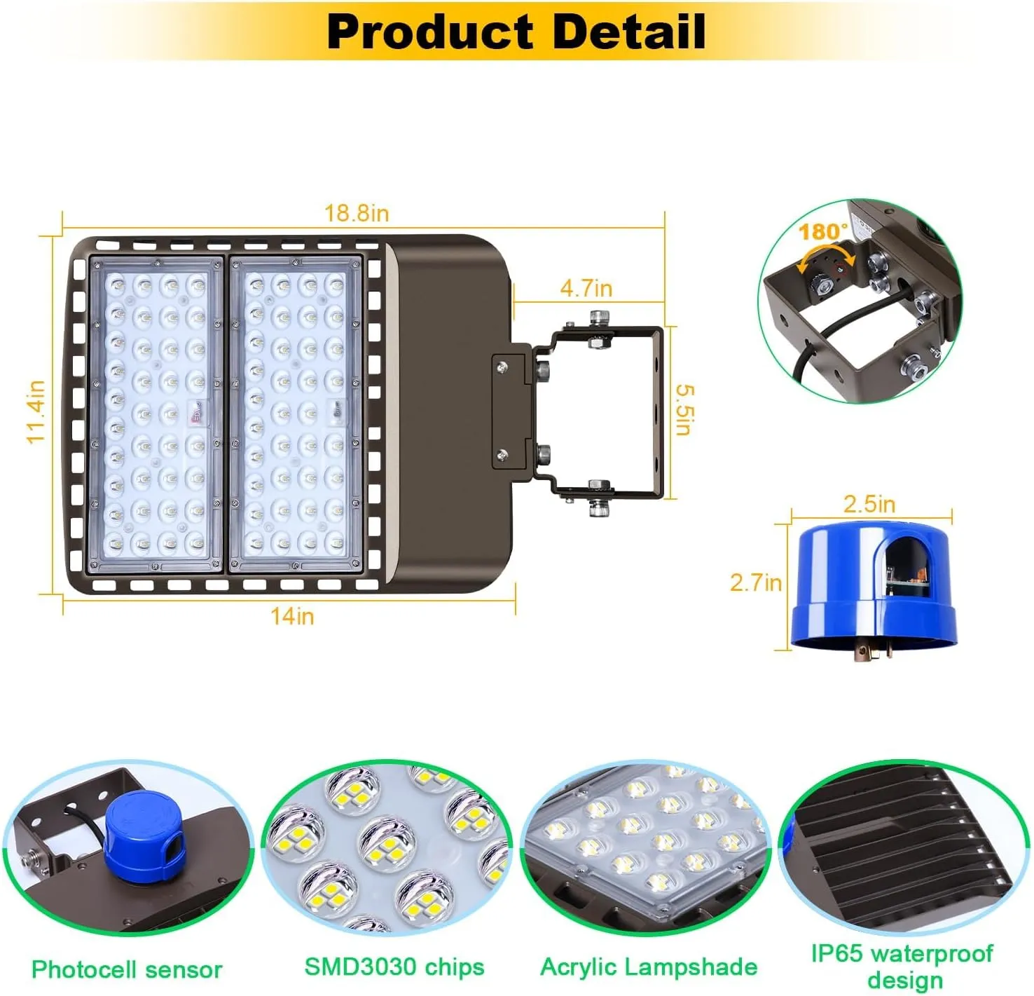 200W LED Parking Lot Light Outdoor 28000LM Bright Dusk to Dawn Floodlights Trunnion Yoke Wall Mount 5500K IP65 Waterproof Commercial Shoebox Barn Security Yard,Garage,Street Light 3 Pack