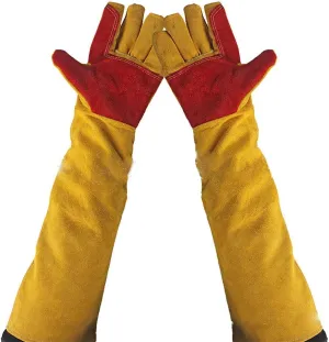 23.6" Inch Long Sleeves Welding Safety Gloves, Lined And Kevlar Stitching Welders Gauntlets Wood Burners Accessories Gloves, Heat Resistant Stove Fire And Barbecue Gloves, Gifts for Men Dad Husband