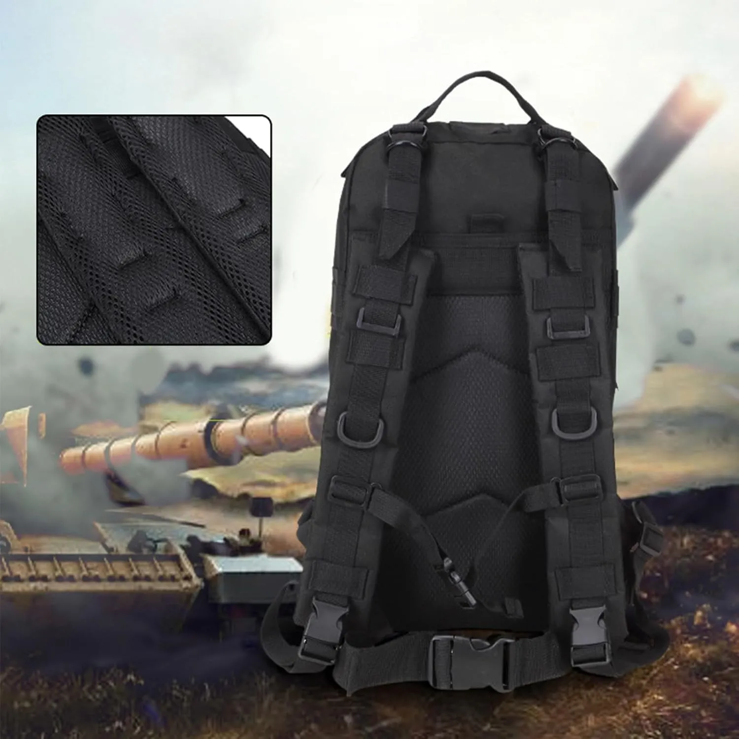 25L Military Tactical Backpack, 3-Day Bug Out Bag Army Camping Rucksack Hiking Backpacks For Men (B)
