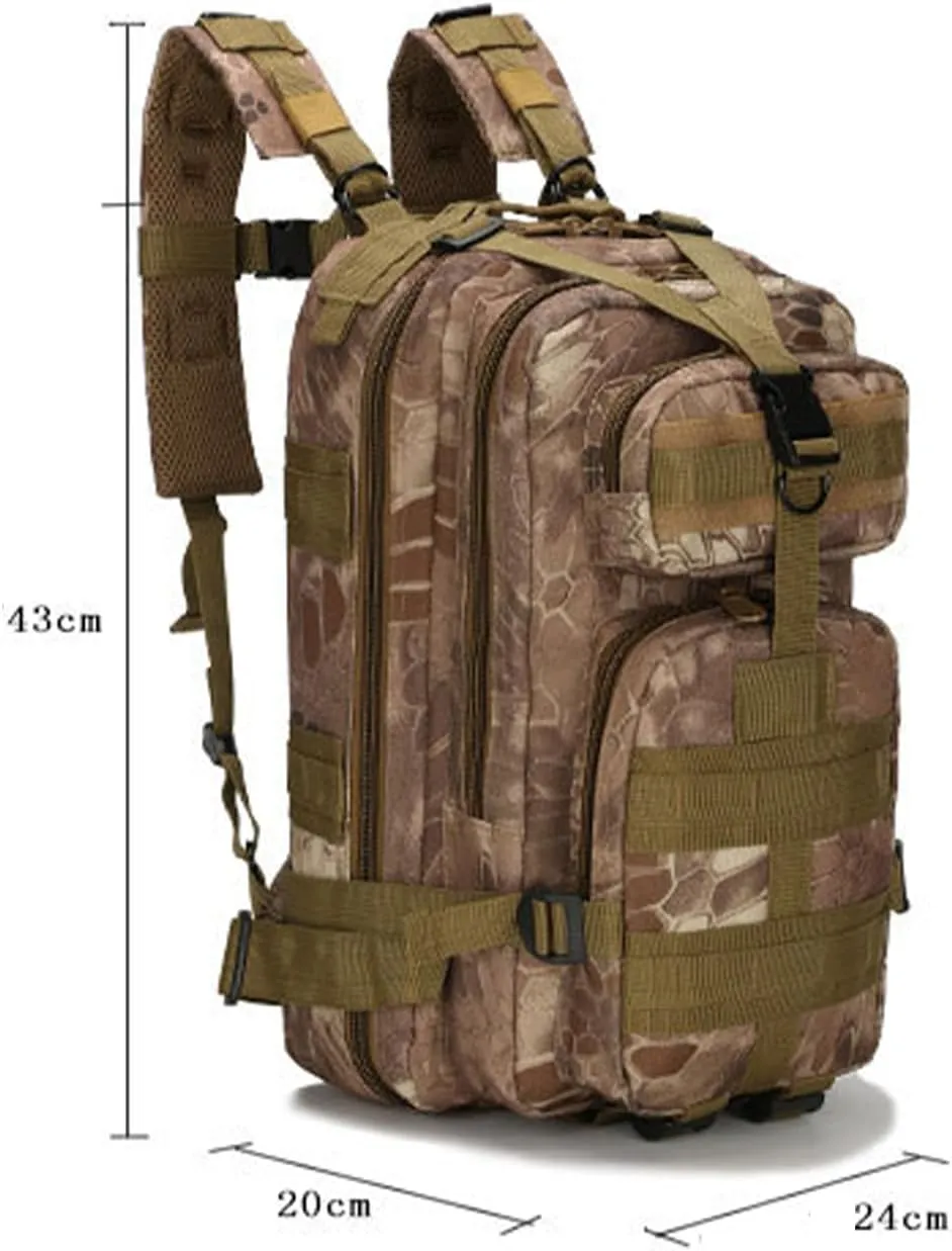 25L Military Tactical Backpack, 3-Day Bug Out Bag Army Camping Rucksack Hiking Backpacks For Men (B)
