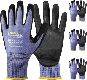 3 Pairs Safety Work Gloves,Touchscreen Compatible, Superior Dexterity,Level 5/A4 Cut Resistant Work Gloves