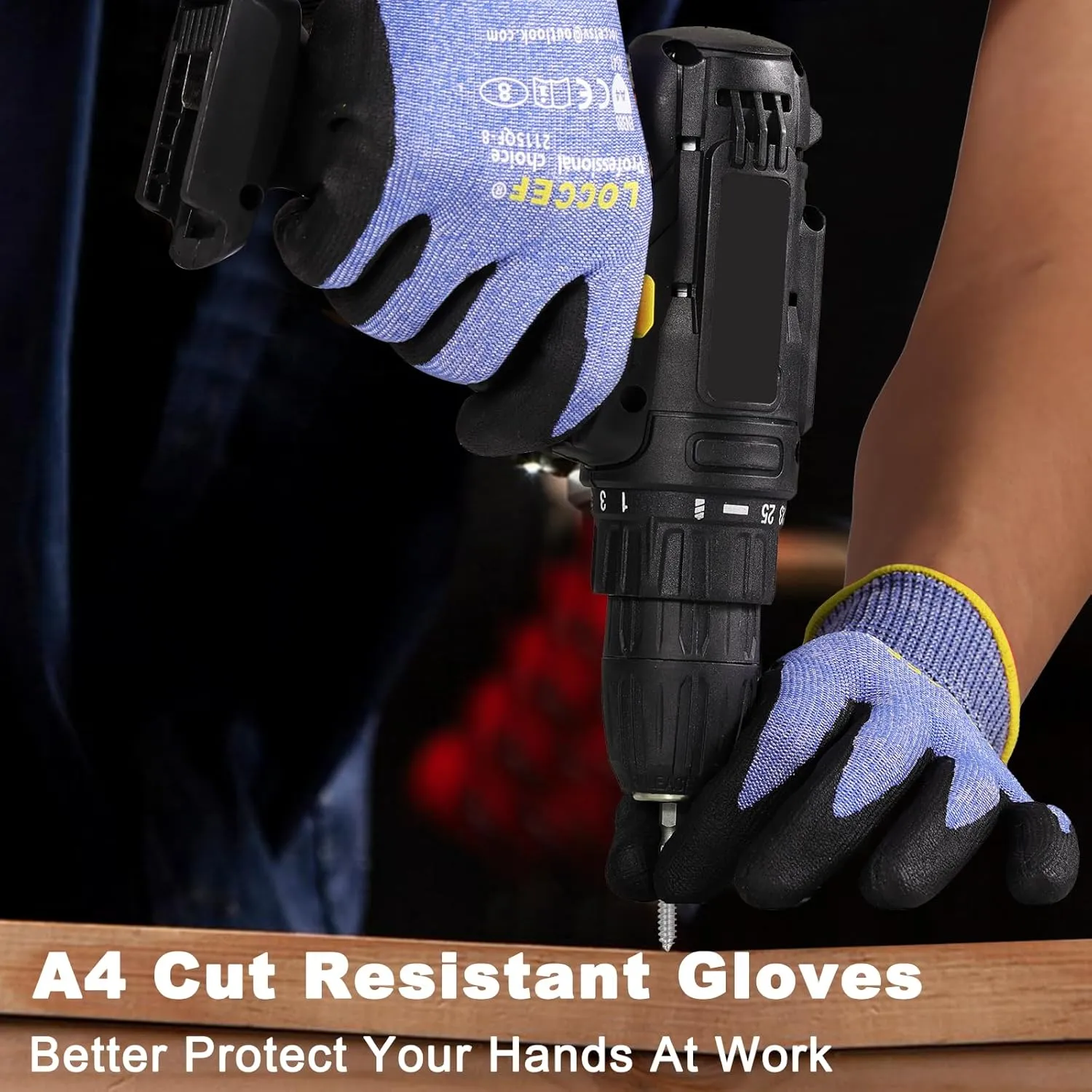 3 Pairs Safety Work Gloves,Touchscreen Compatible, Superior Dexterity,Level 5/A4 Cut Resistant Work Gloves