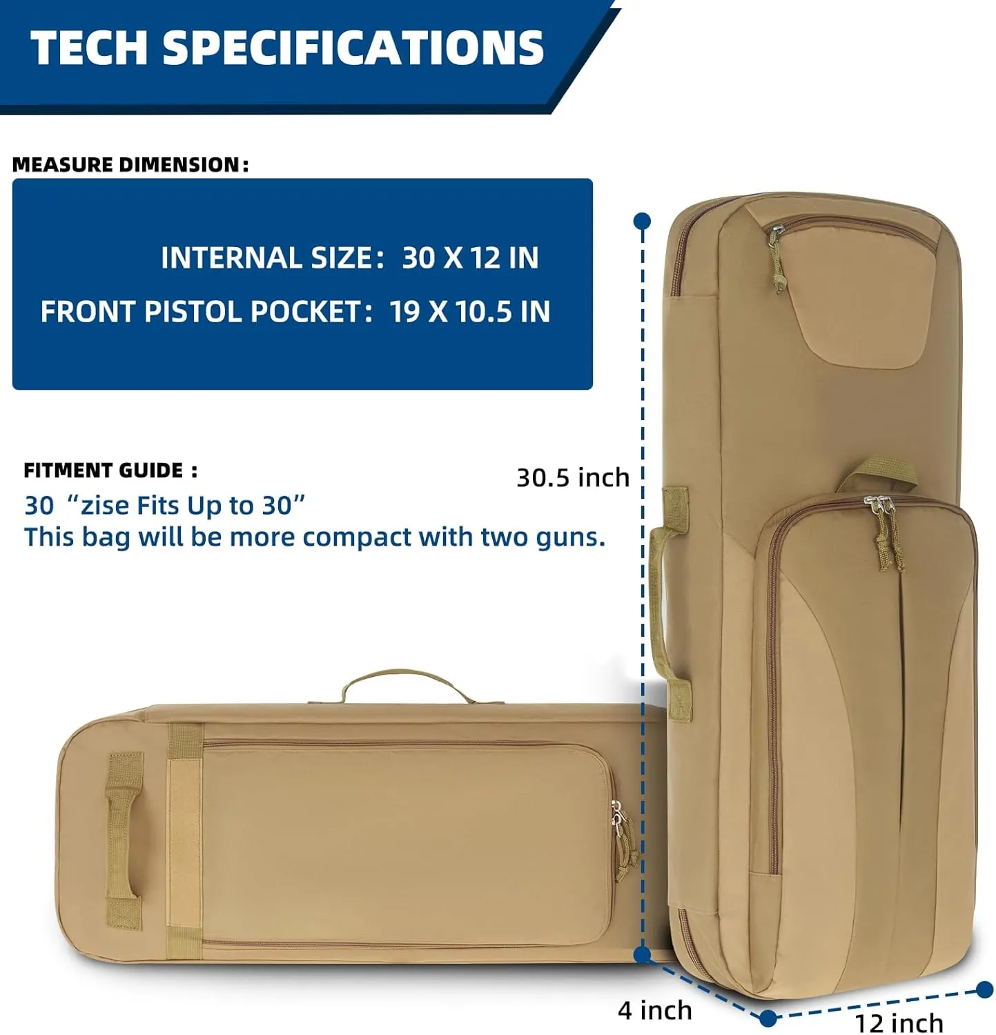 30 36 42 inch Rifle Bag Soft Gun Case 900D Convertible Tactical Backpack for Shooting and Hunting Include Mag Pouch