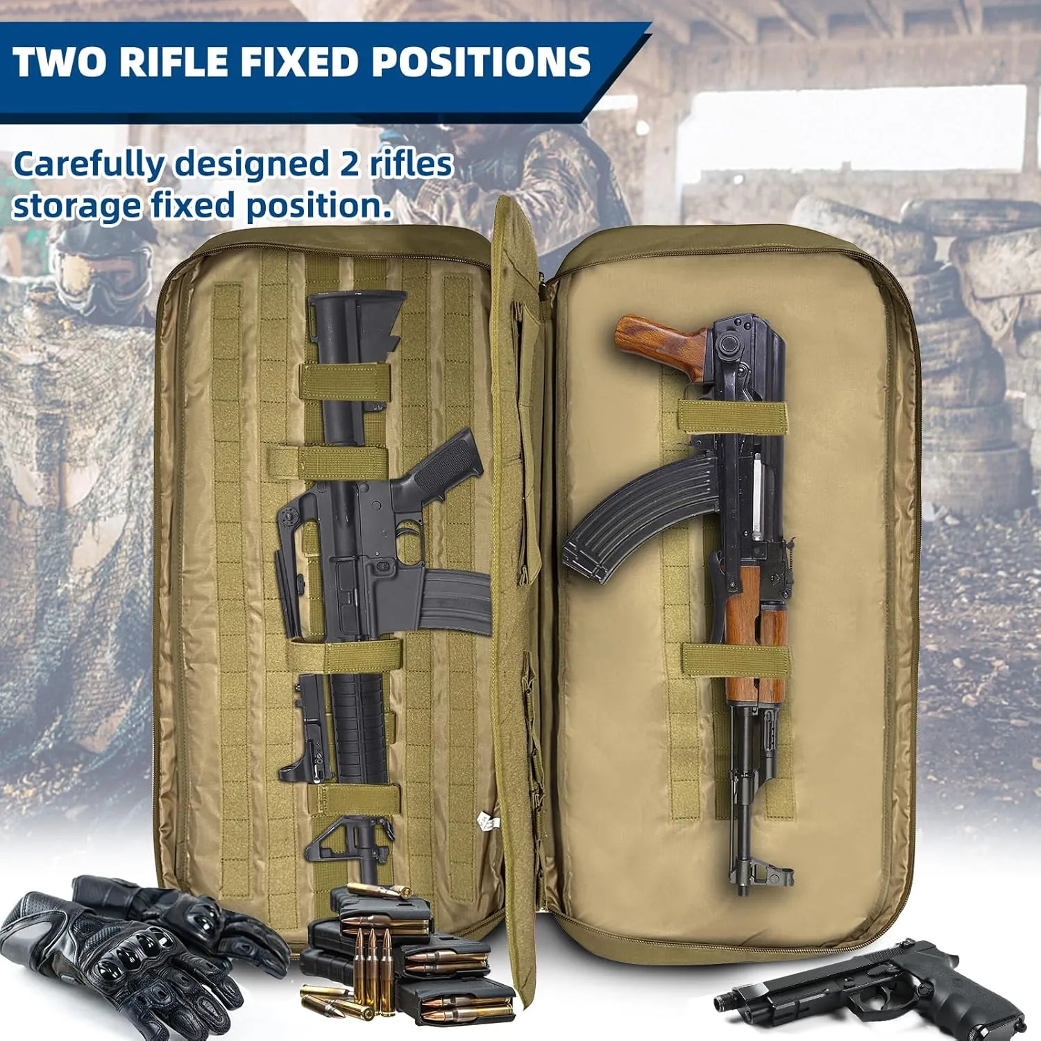 30 36 42 inch Rifle Bag Soft Gun Case 900D Convertible Tactical Backpack for Shooting and Hunting Include Mag Pouch