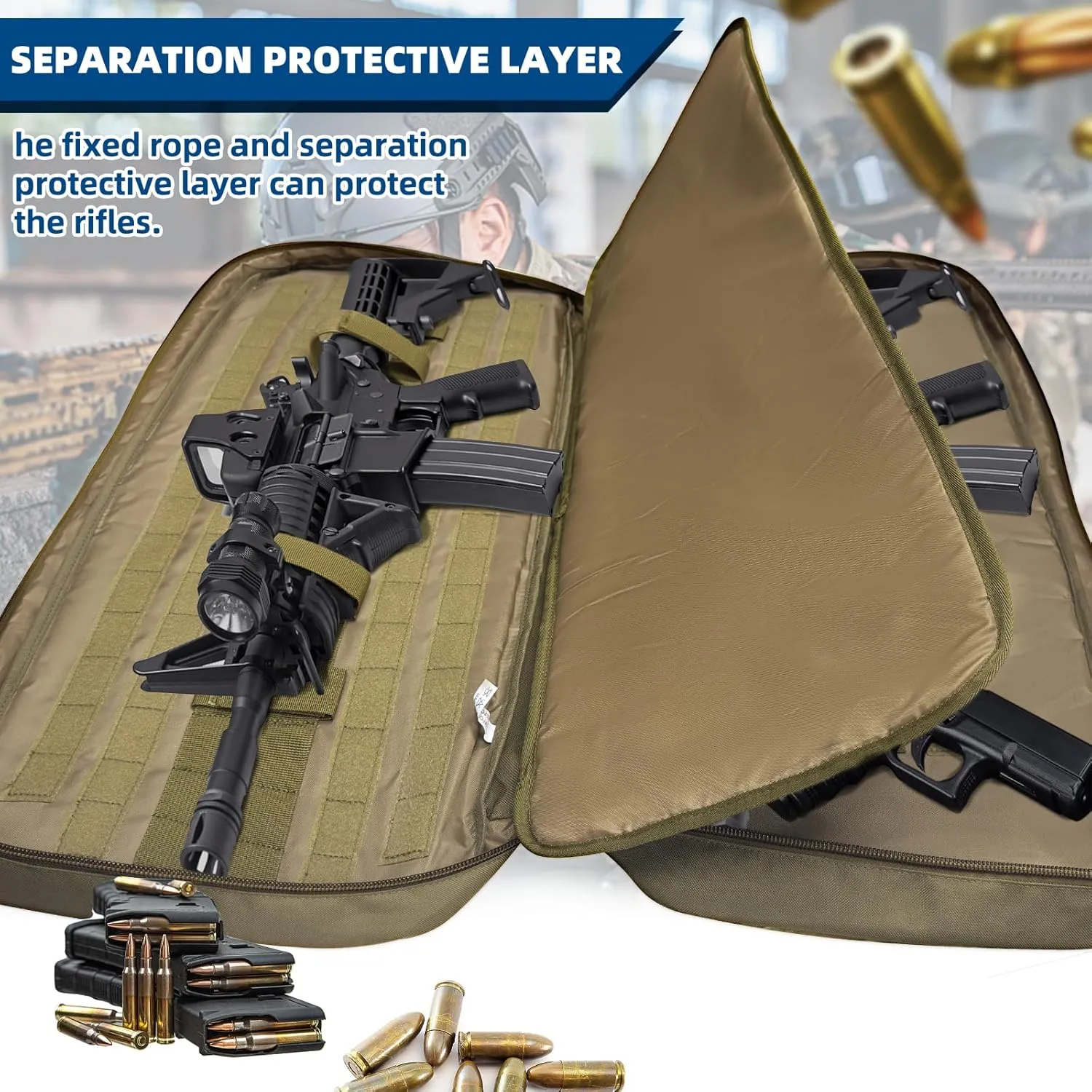 30 36 42 inch Rifle Bag Soft Gun Case 900D Convertible Tactical Backpack for Shooting and Hunting Include Mag Pouch