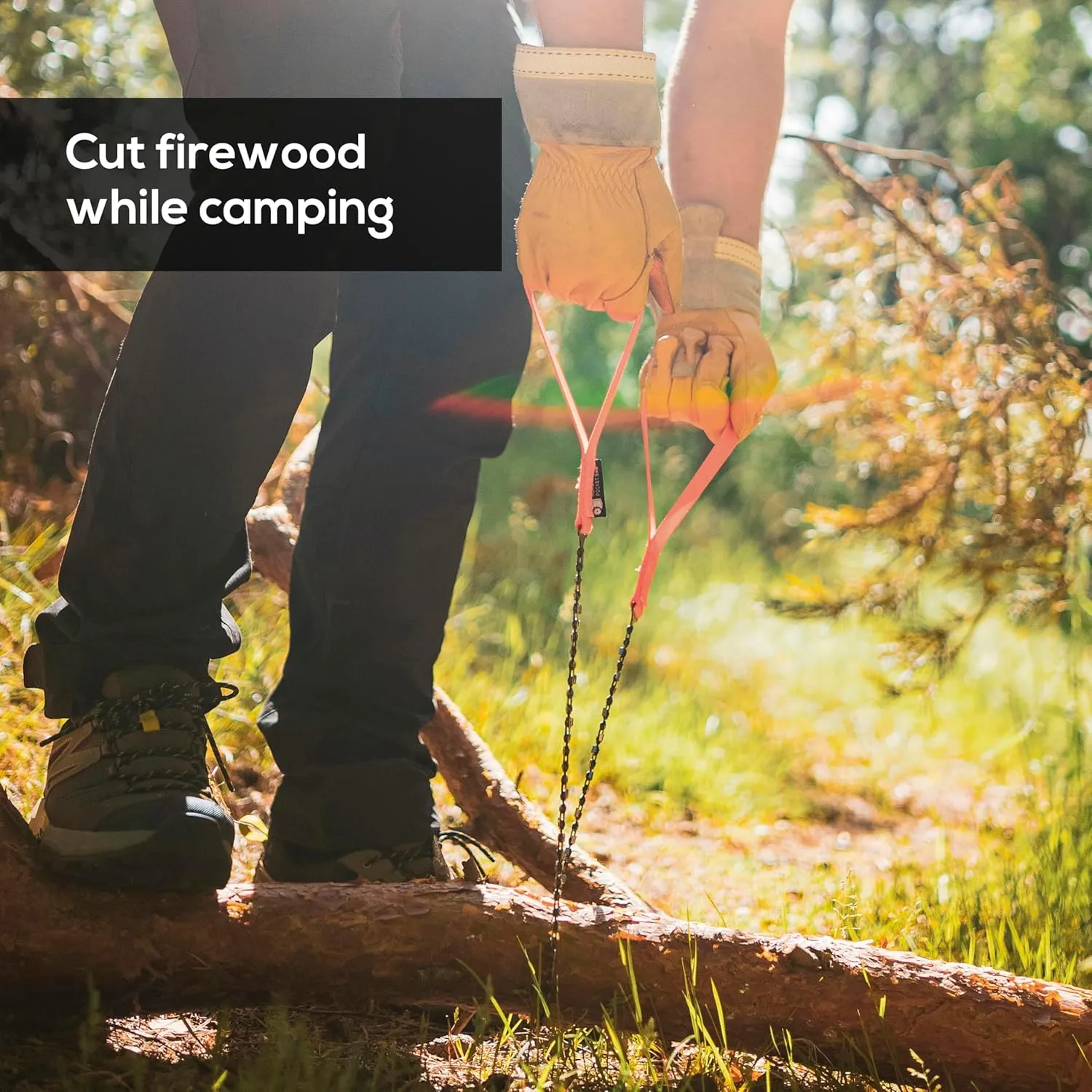 36 Inch Pocket Chainsaw with 50 Bi-Directional Teeth for Clearing Trails - Handy Backpacking Saw with Extra Large Nylon Handle Loops - for Survival and Emergency Situations
