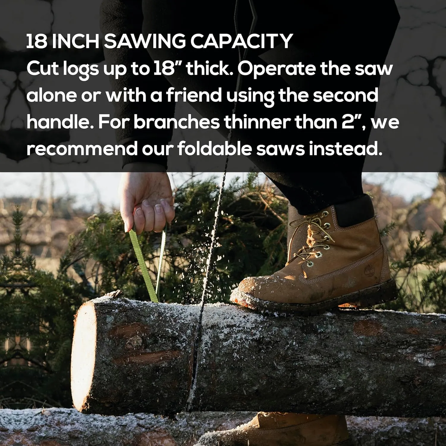 36 Inch Pocket Chainsaw with 50 Bi-Directional Teeth for Clearing Trails - Handy Backpacking Saw with Extra Large Nylon Handle Loops - for Survival and Emergency Situations