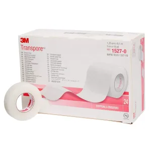 3M Transpore Surgical Tape, 1/2" (Box of 24 Rolls)