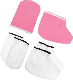 4 Pairs Moisturizing Exfoliating Gloves and Foot Covers Set for Spa Care White & Pink Color Options for Soft Smooth Skin