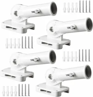 4 Pcs Flag Pole Holder Adjustable,Heavy Duty Metal Flag Mount, Aluminum Alloy Mounting Brackets, 1" Inner Diameter (White)