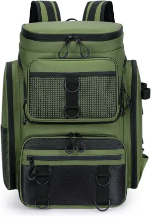 50L Fishing Bag with Rod Holders Chest Bag Fish Tackle Lure Organizer Storage Backpack Outdoor Camping Hiking Large Bagpack(Green)