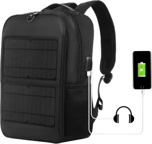 5V 14W Solar Backpack, Solar Panel Power Backpack with USB Charging Port, Ergonomic Laptop Bag, for Hiking, Camping, Travel