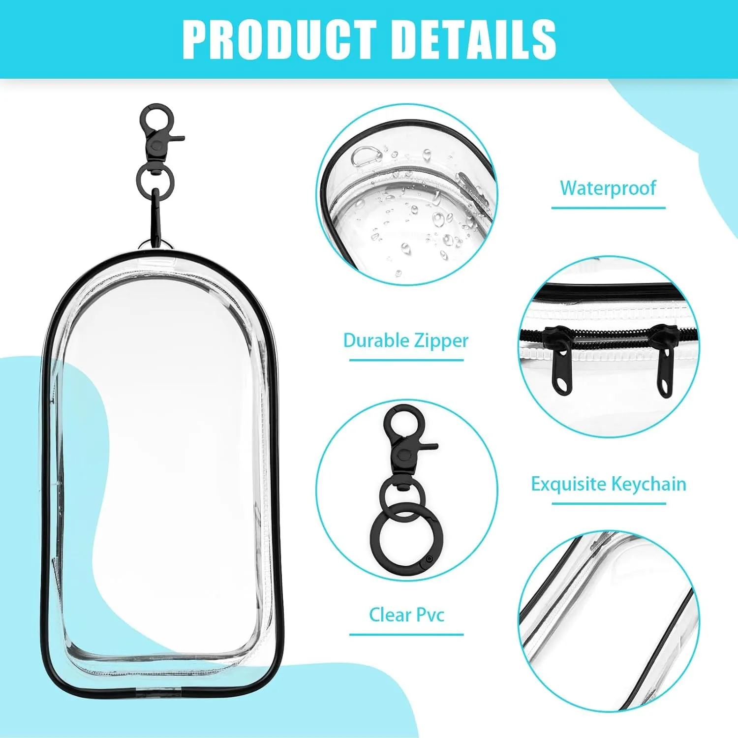6 Pcs Clear Figure Display Bag with Keychain, Zipper Clear Display Case, Mini Doll Pouch for Figures Collectibles