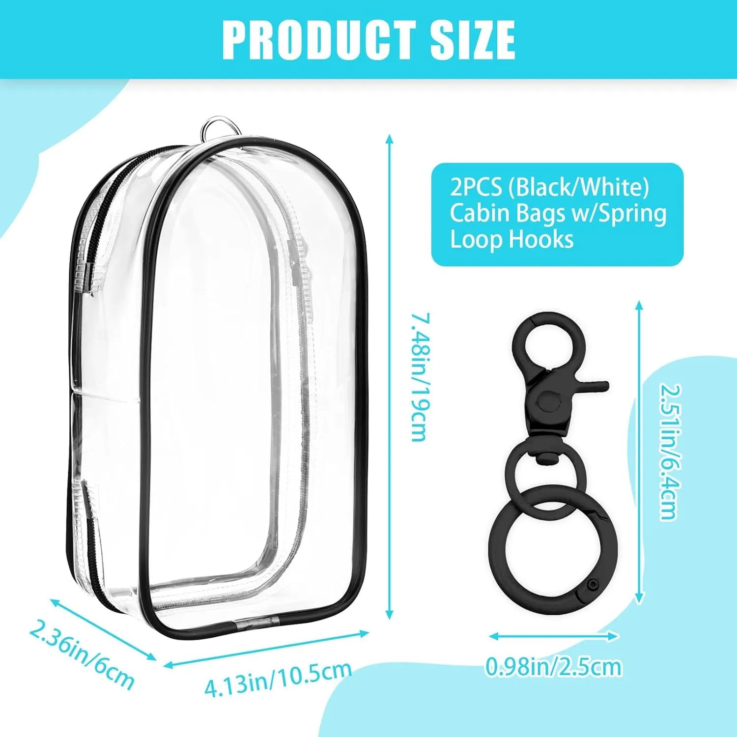 6 Pcs Clear Figure Display Bag with Keychain, Zipper Clear Display Case, Mini Doll Pouch for Figures Collectibles