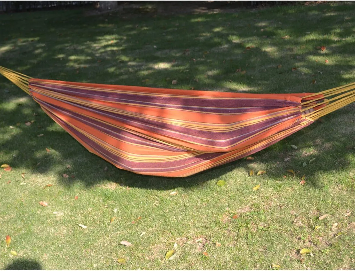 79"* 55" Hammock Double Size Quilted Fabric Sleep Bed W/Pillow-Stripe-Purple-Orange