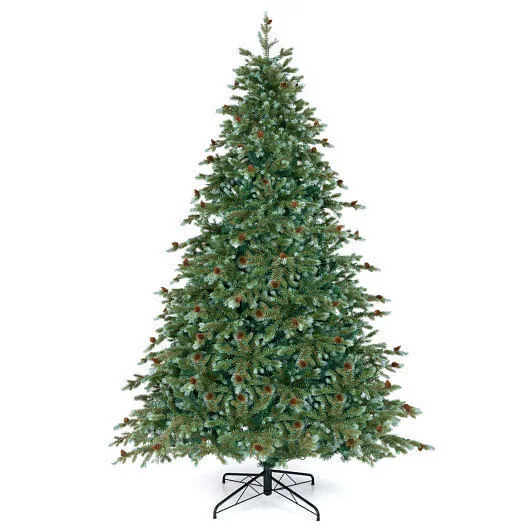8 Feet Christmas Tree with 8 Lighting Modes and Pine Cones-8 ft - Color: Green -