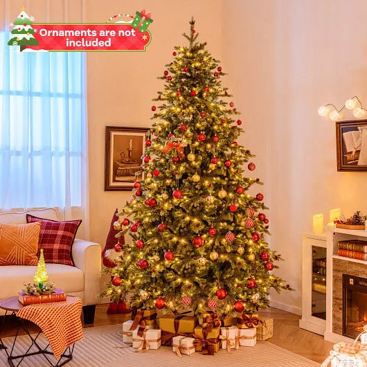 8 Feet Christmas Tree with 8 Lighting Modes and Pine Cones-8 ft - Color: Green -