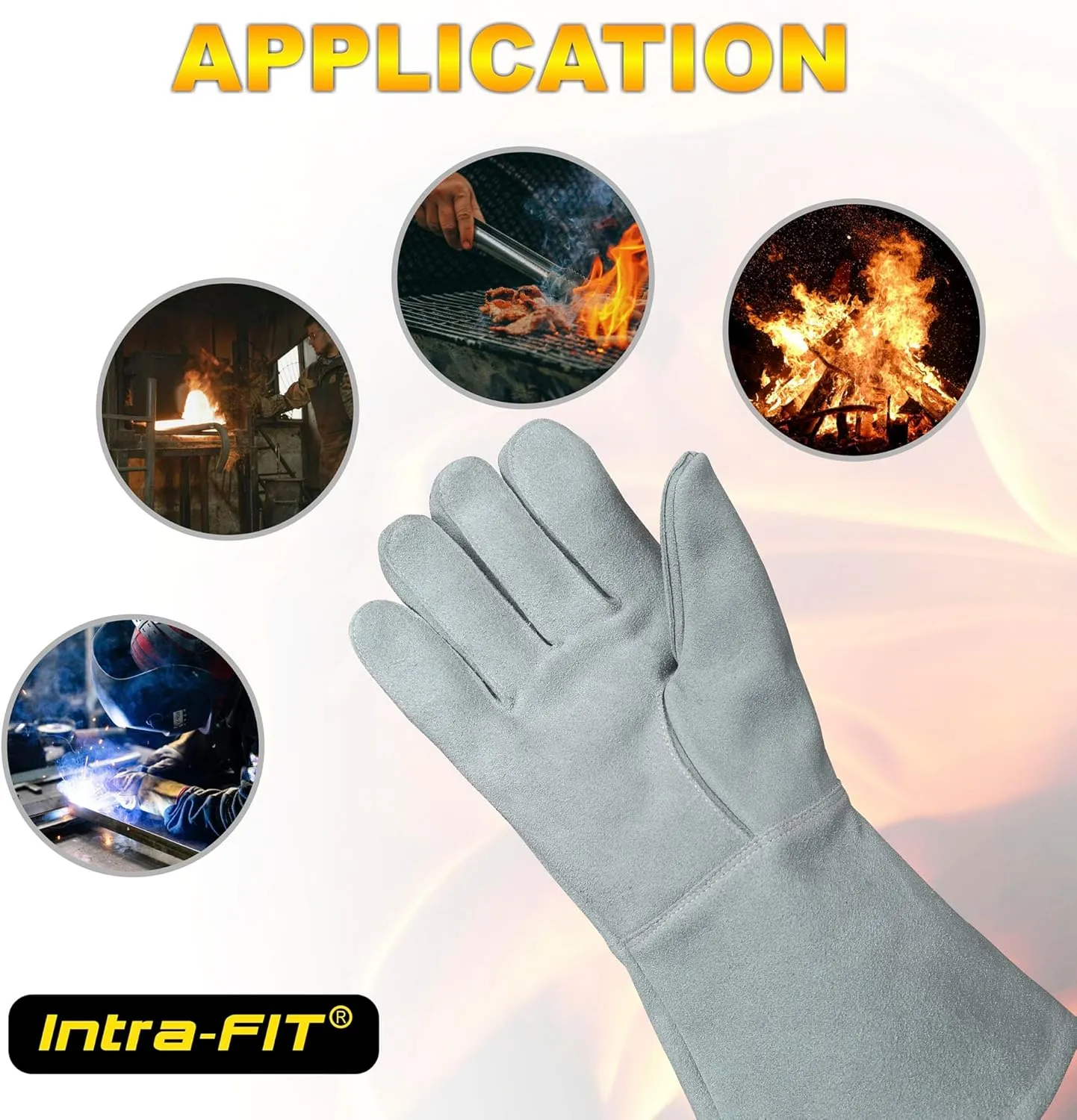 932℉/500C Heat Resistant Welding gloves, Cowhide Oven Mitts for Fireplace,BBQ,Grill,Furnace,Fire Pit,Blacksmith...