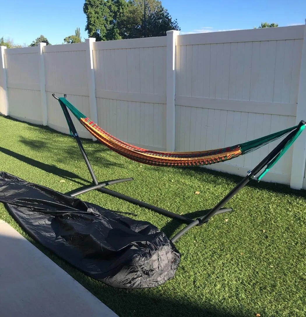 9FT Hammock Cover Patio Waterproof Hammock Stand Cover Outdoor Dustproof Protective Cover Furniture Cover for Garden Lawn 9 ft Hammock Frame (black, 112x6.7x31.4in)