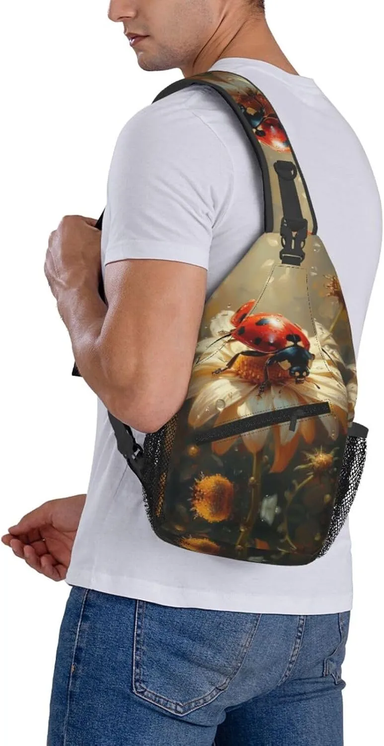 A Lady Bug With Colored Wings Sling Bag For Men Crossbody Backpack,Women Shoulder Bag For Travel Sport