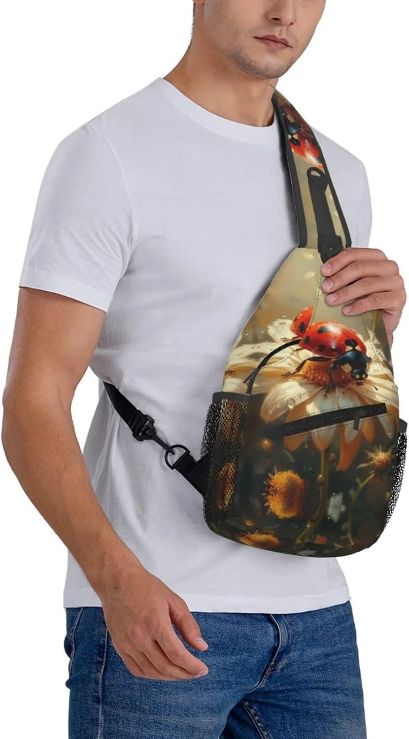 A Lady Bug With Colored Wings Sling Bag For Men Crossbody Backpack,Women Shoulder Bag For Travel Sport