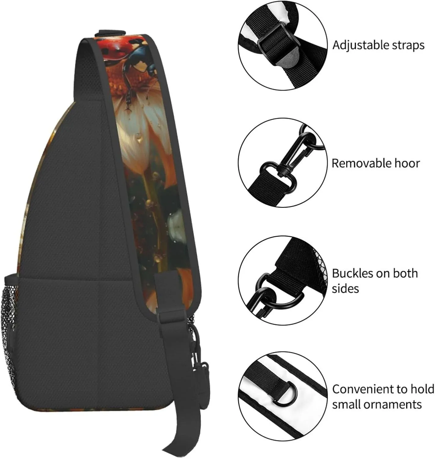 A Lady Bug With Colored Wings Sling Bag For Men Crossbody Backpack,Women Shoulder Bag For Travel Sport
