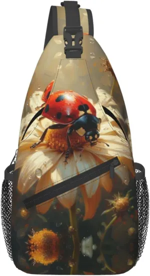 A Lady Bug With Colored Wings Sling Bag For Men Crossbody Backpack,Women Shoulder Bag For Travel Sport